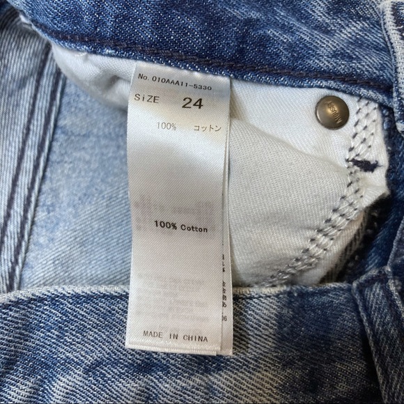 Moussy Jeans High Rise Raw Hem Women’s 24 Designer Denim Two Tone Color Wide Leg - Picture 5 of 7